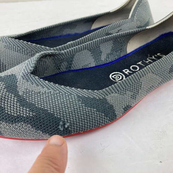 Rothys Ballet Flat Shoes Womens Sz 9 Gray Camo Slip On Comfort Designer Shoes - Picture 3 of 9